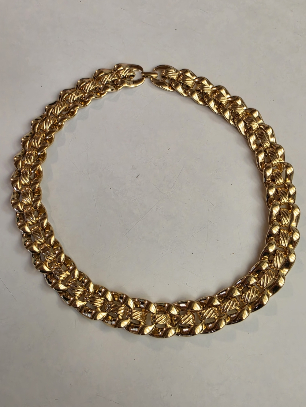 Vtg Napier Gold Choker Necklace Wide Collar 1980s Signed PAT 4774748